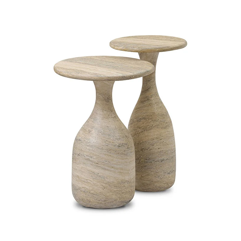 Modern Luxury Fiberglass Round Sculptural Side Table For Living Room