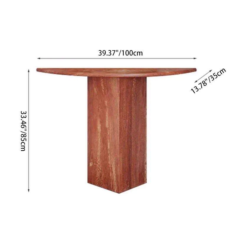 Modern Minimalist Natural Travertine Half Moon Console Table Against The Wall Space-saving For Living Room Entryway