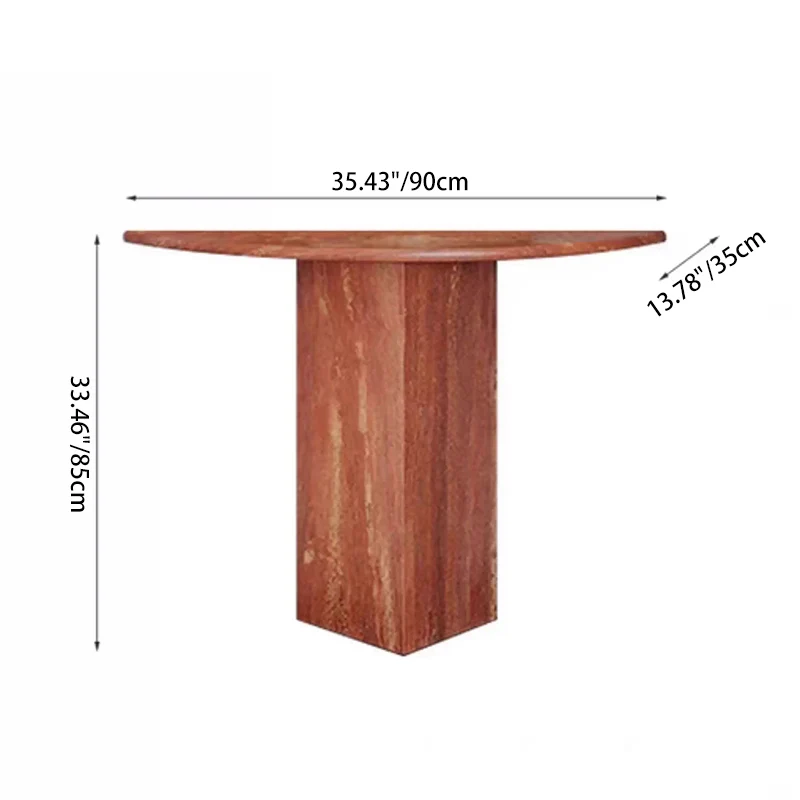 Modern Minimalist Natural Travertine Half Moon Console Table Against The Wall Space-saving For Living Room Entryway