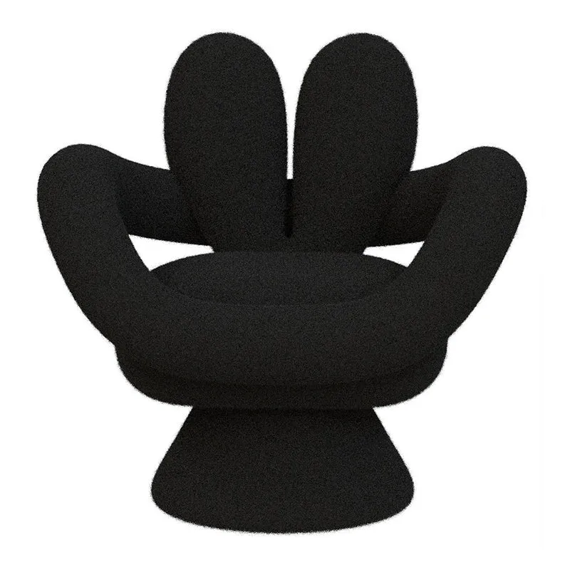 Contemporary Nordic Lamb Fleece Solid Wood Plywood Round Rabbit Accent Chair Swivel Armrest Backrest For Living Room