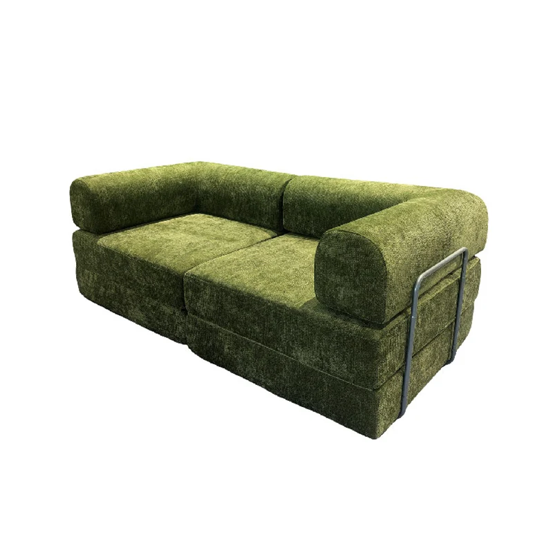 Modern Chenille Convertible Sofa Bed - Compression Foldable Couch With High Resilience Foam And Metal Frame For Living Room & Bedroom