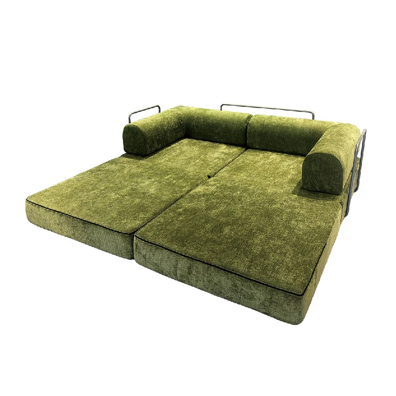 Modern Chenille Convertible Sofa Bed - Compression Foldable Couch With High Resilience Foam And Metal Frame For Living Room & Bedroom