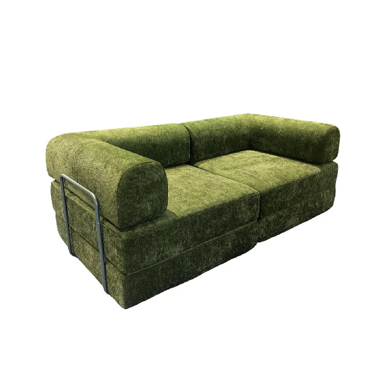 Modern Chenille Convertible Sofa Bed - Compression Foldable Couch With High Resilience Foam And Metal Frame For Living Room & Bedroom