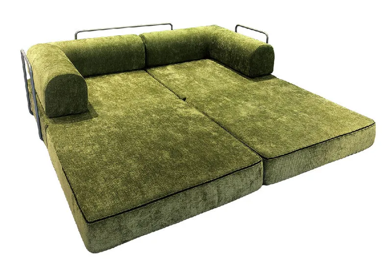 Modern Chenille Convertible Sofa Bed - Compression Foldable Couch With High Resilience Foam And Metal Frame For Living Room & Bedroom