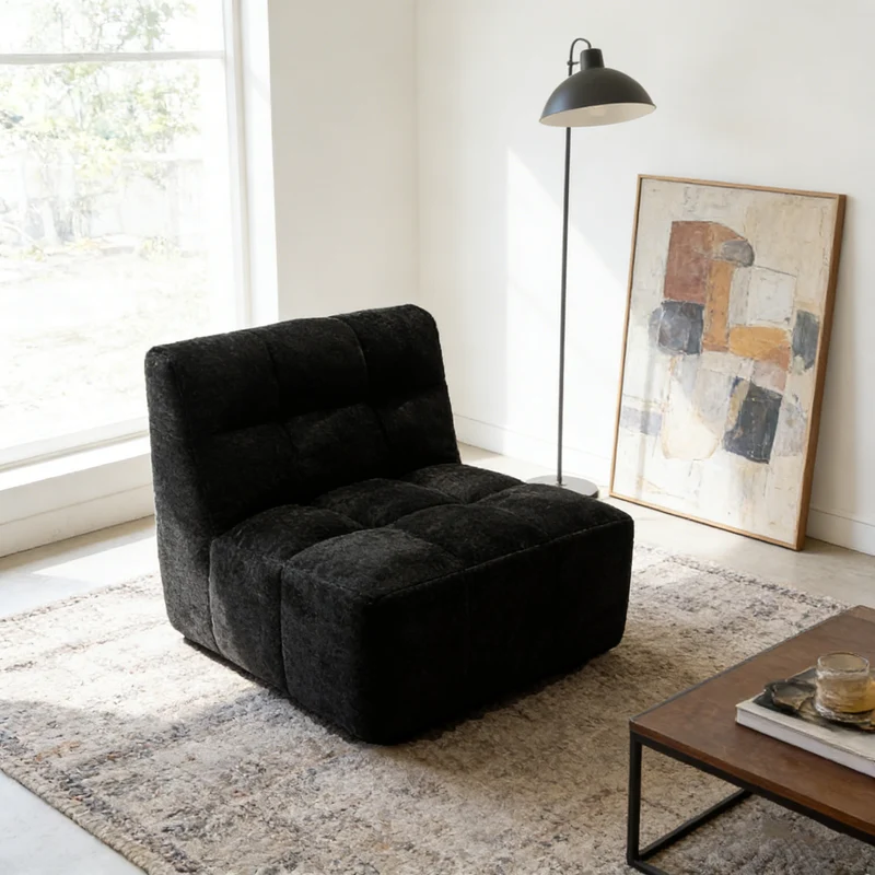 Modern Minimalist Chenille Compression Sofa - Frame-Free High Resilience Foam Portable Couch In Single & Loveseat Options For Living Room