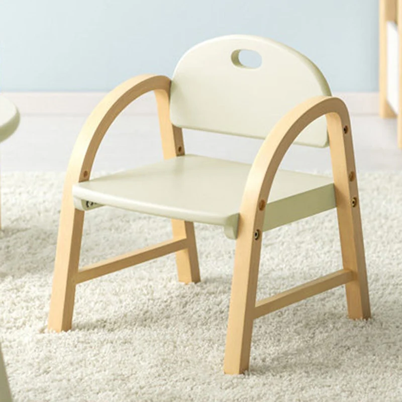 Contemporary Scandinavian Solid Wood Arc Liftable Kids Chair Backrest Armrest For Living Room