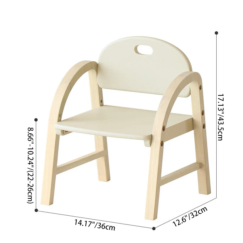 Contemporary Scandinavian Solid Wood Arc Liftable Kids Chair Backrest Armrest For Living Room