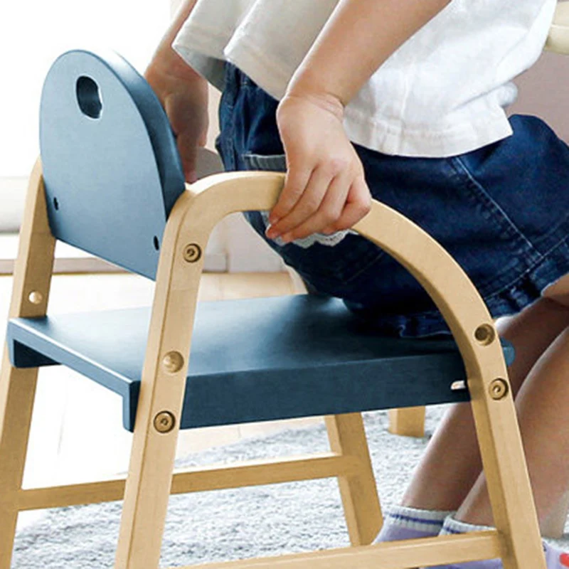 Contemporary Scandinavian Solid Wood Arc Liftable Kids Chair Backrest Armrest For Living Room