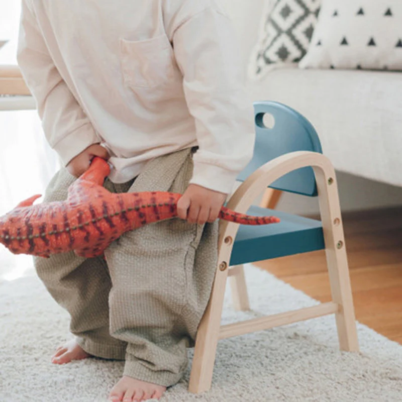 Contemporary Scandinavian Solid Wood Arc Liftable Kids Chair Backrest Armrest For Living Room