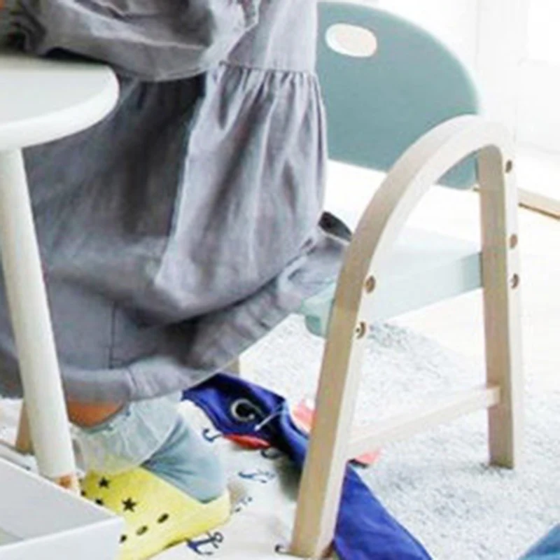 Contemporary Scandinavian Solid Wood Arc Liftable Kids Chair Backrest Armrest For Living Room