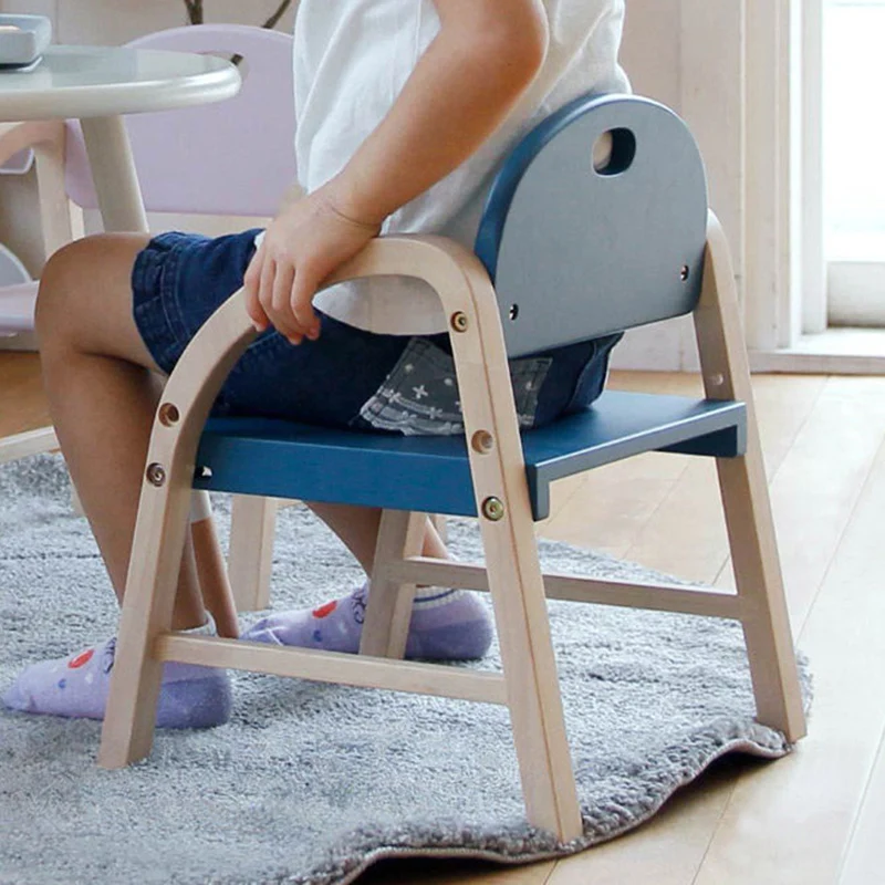 Contemporary Scandinavian Solid Wood Arc Liftable Kids Chair Backrest Armrest For Living Room