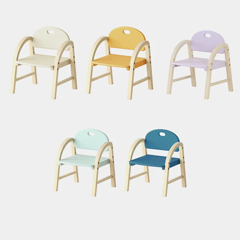 Contemporary Scandinavian Solid Wood Arc Liftable Kids Chair Backrest Armrest For Living Room