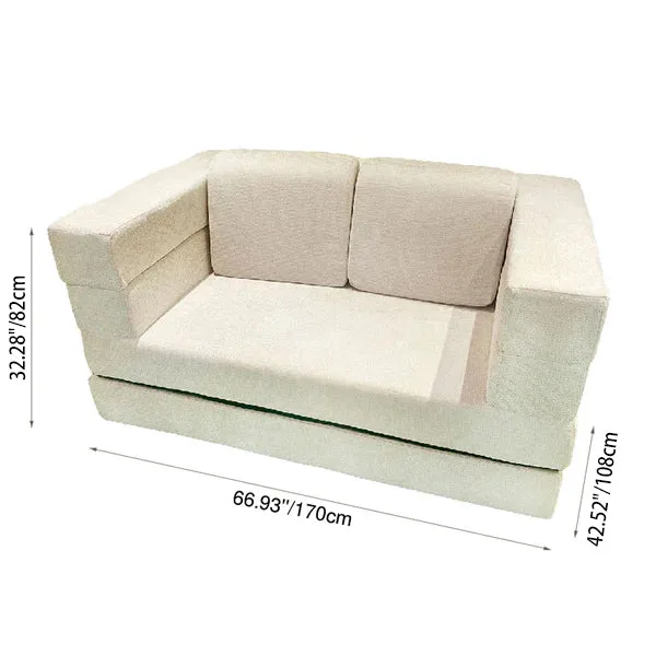 Modern Minimalist Foldable Sofa Bed For Living Room & Bedroom - Chenille Compression Convertible Couch With High Resilience Foam For Small Spaces