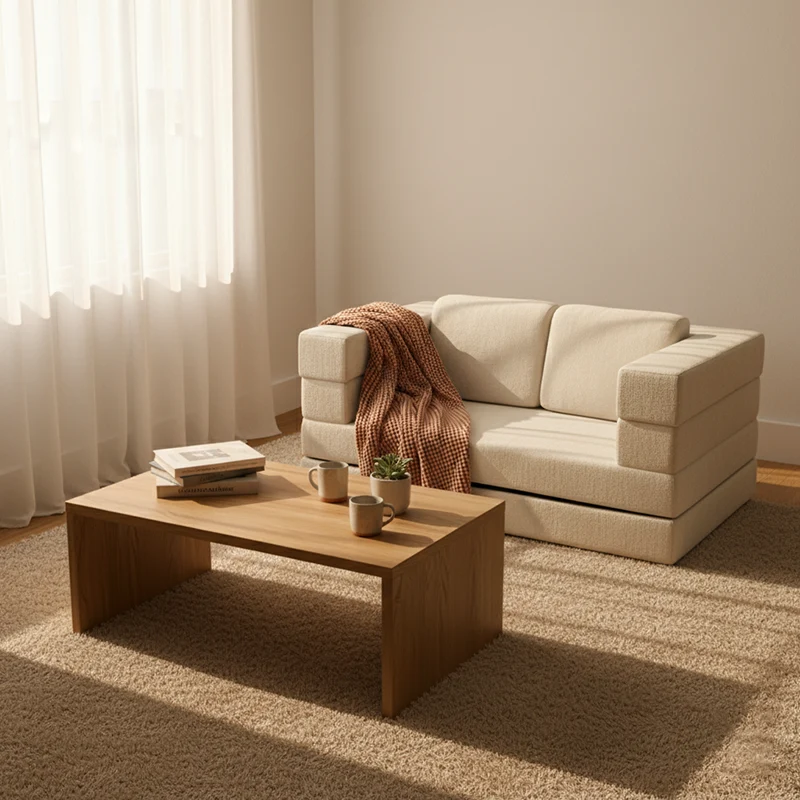 Modern Minimalist Foldable Sofa Bed For Living Room & Bedroom - Chenille Compression Convertible Couch With High Resilience Foam For Small Spaces