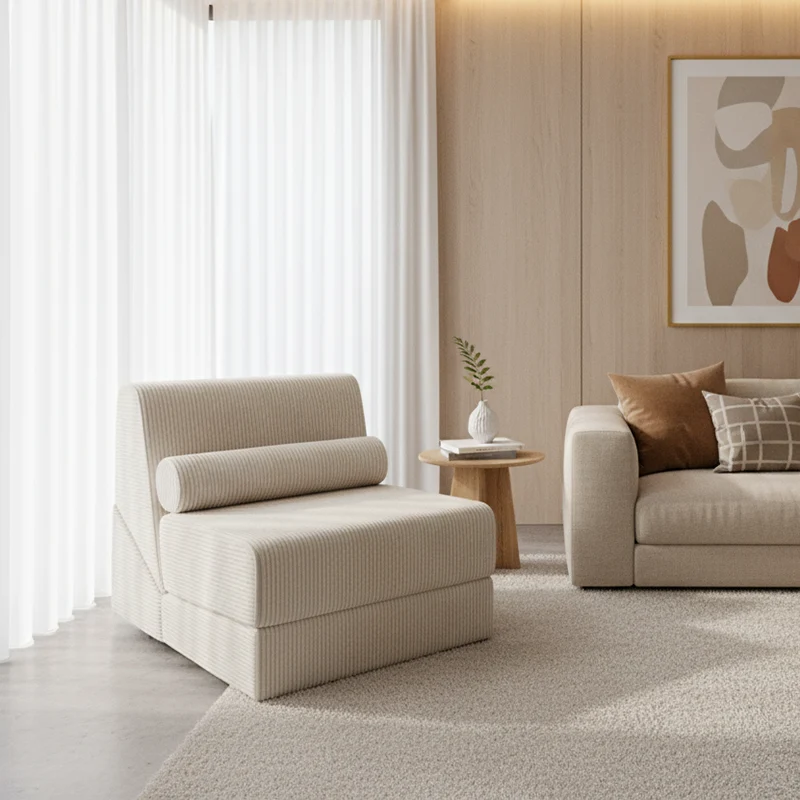 Modern Modular Corduroy Compressed Sofa - Vacuum Compressed Convertible Lounge Chair For Living Room
