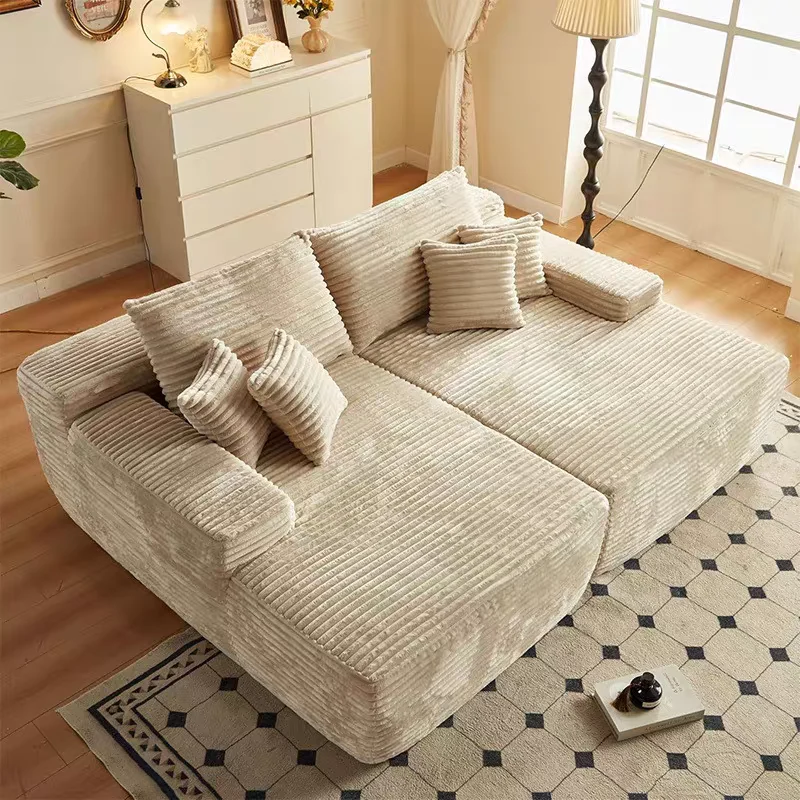 Modern Corduroy Sofa Bed - Frameless Modular Floor Couch With High Resilience Foam For Living Room & Bedroom