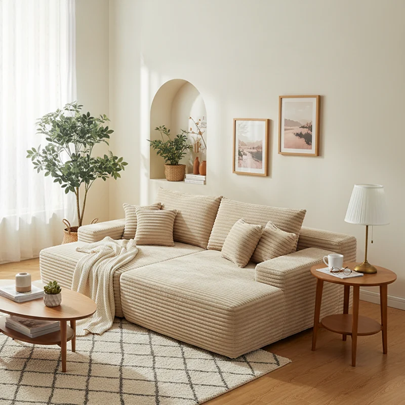 Modern Corduroy Sofa Bed - Frameless Modular Floor Couch With High Resilience Foam For Living Room & Bedroom