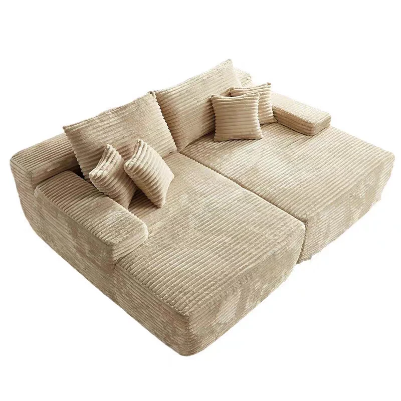 Modern Corduroy Sofa Bed - Frameless Modular Floor Couch With High Resilience Foam For Living Room & Bedroom