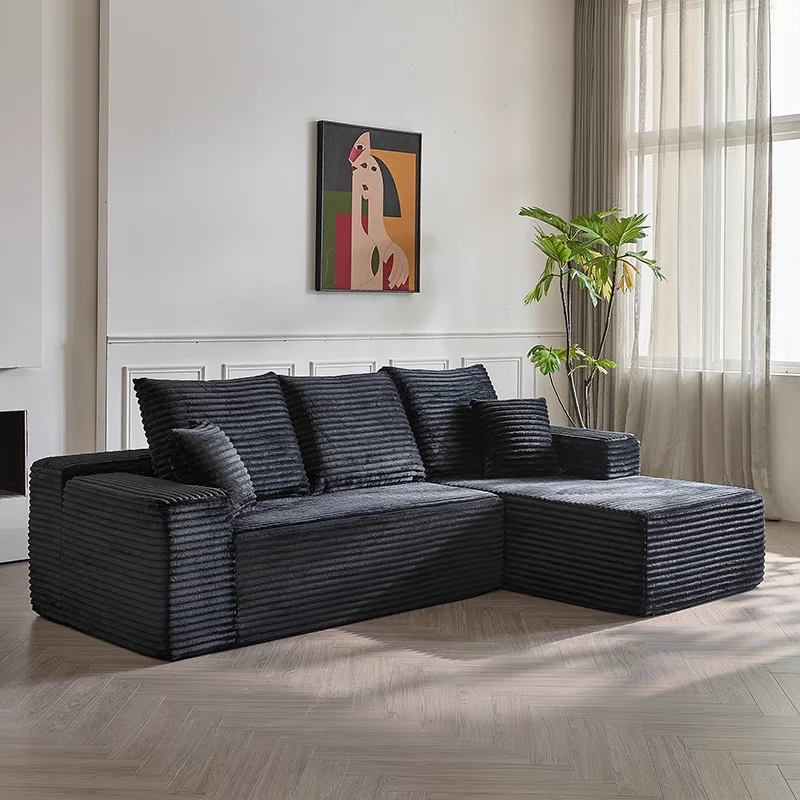 Compact 35D High-Resilience Foam Compression Sofa - Nordic Soft Corduroy Fabric Easy Storage For Living Room & Bedroom