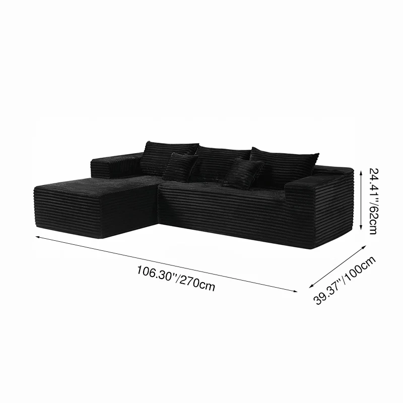 Compact 35D High-Resilience Foam Compression Sofa - Nordic Soft Corduroy Fabric Easy Storage For Living Room & Bedroom