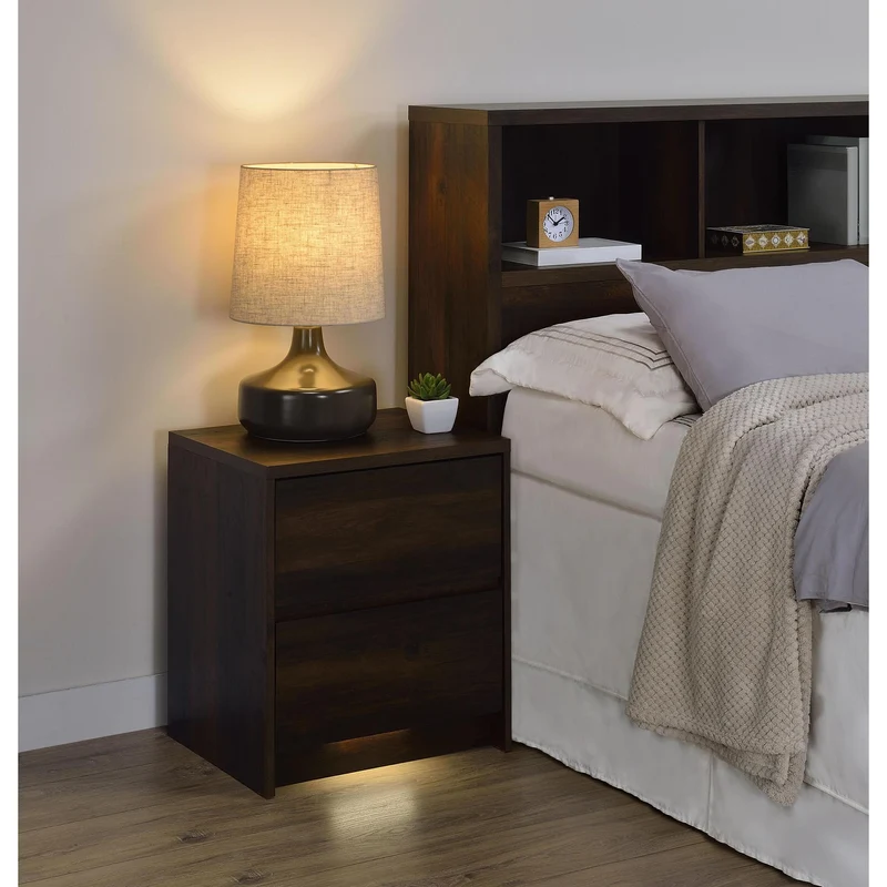 Coaster Furniture Westpark 315882 2-drawer Nightstand LED Lights and USB - Dark Pine