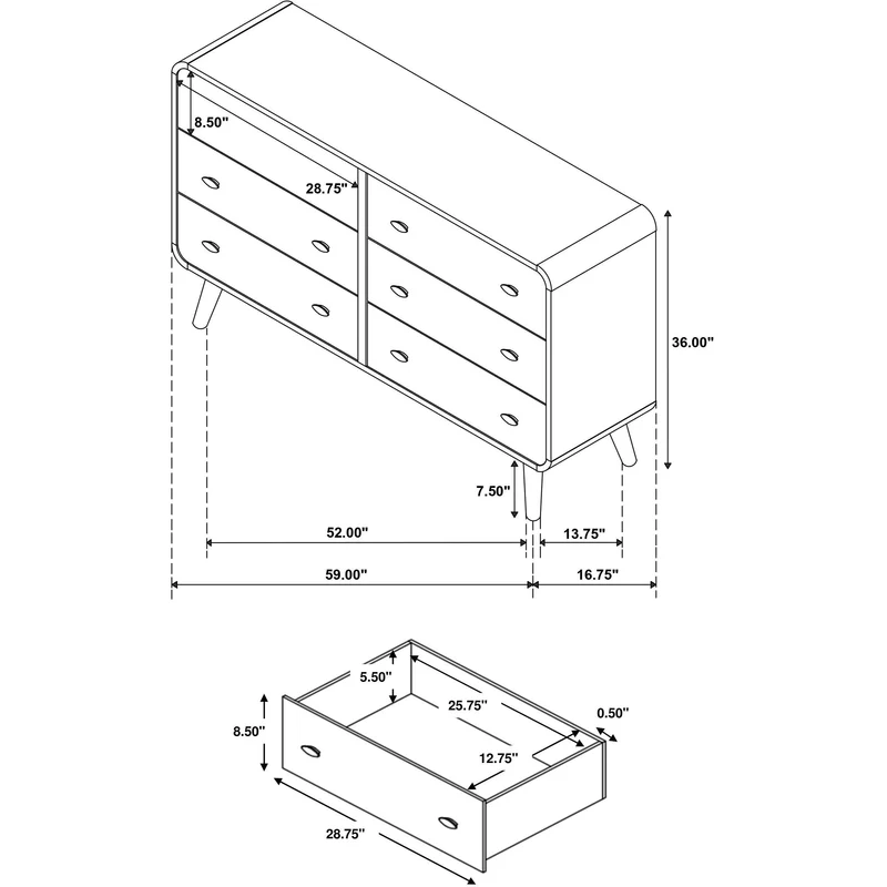 Coaster Furniture Robyn 225093 6-drawer Bedroom Dresser - Light Ash