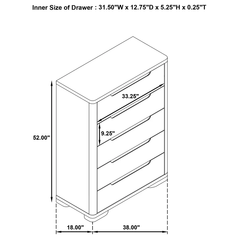 Coaster Furniture Ladera 225085 5-drawer Bedroom Chest - Light Elm