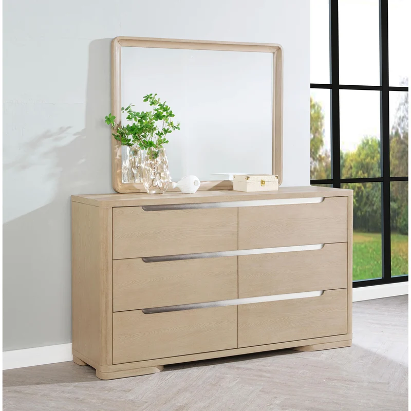 Coaster Furniture Ladera 225083M 6-drawer Bedroom Dresser and Mirror - Light Elm