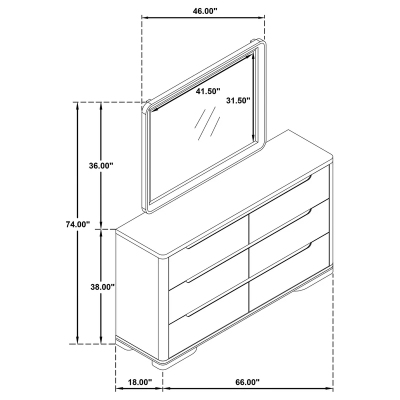 Coaster Furniture Ladera 225083M 6-drawer Bedroom Dresser and Mirror - Light Elm
