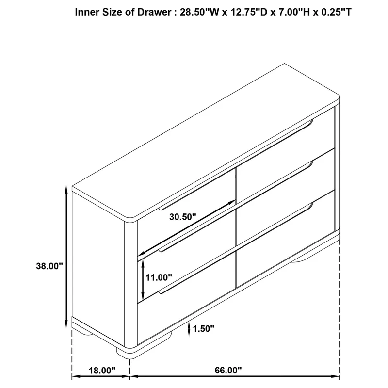 Coaster Furniture Ladera 225083 6-drawer Bedroom Dresser - Light Elm