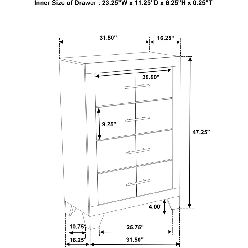 Coaster Furniture Trenton 225065 4-drawer Bedroom Chest - Rustic Cream