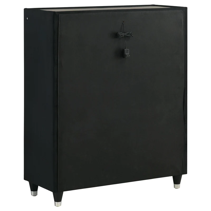 Coaster Furniture Ravenne 223195 5-drawer Velvet Upholstered LED Chest - Black