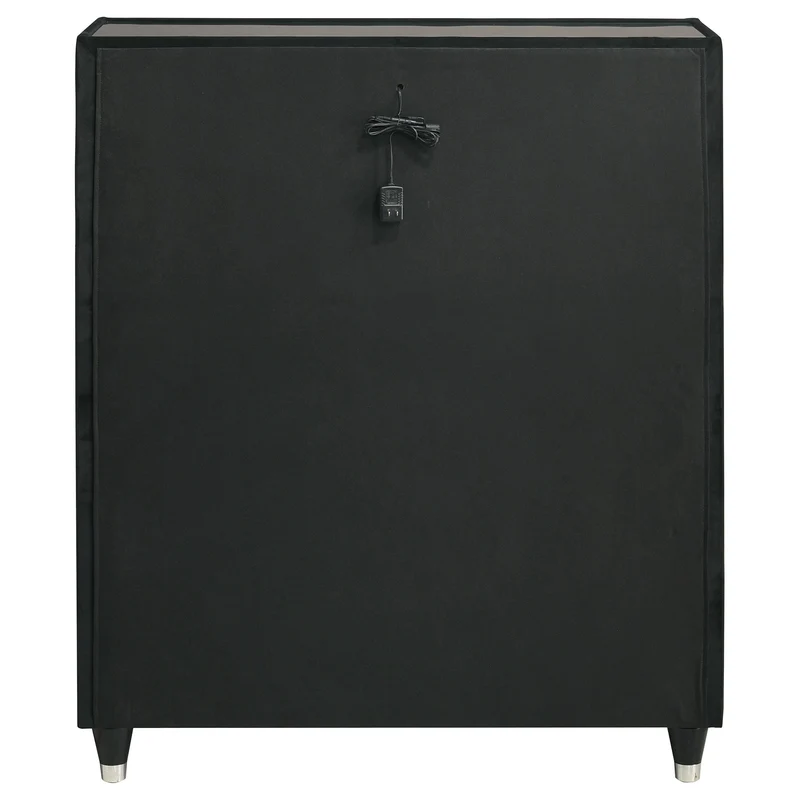 Coaster Furniture Ravenne 223195 5-drawer Velvet Upholstered LED Chest - Black