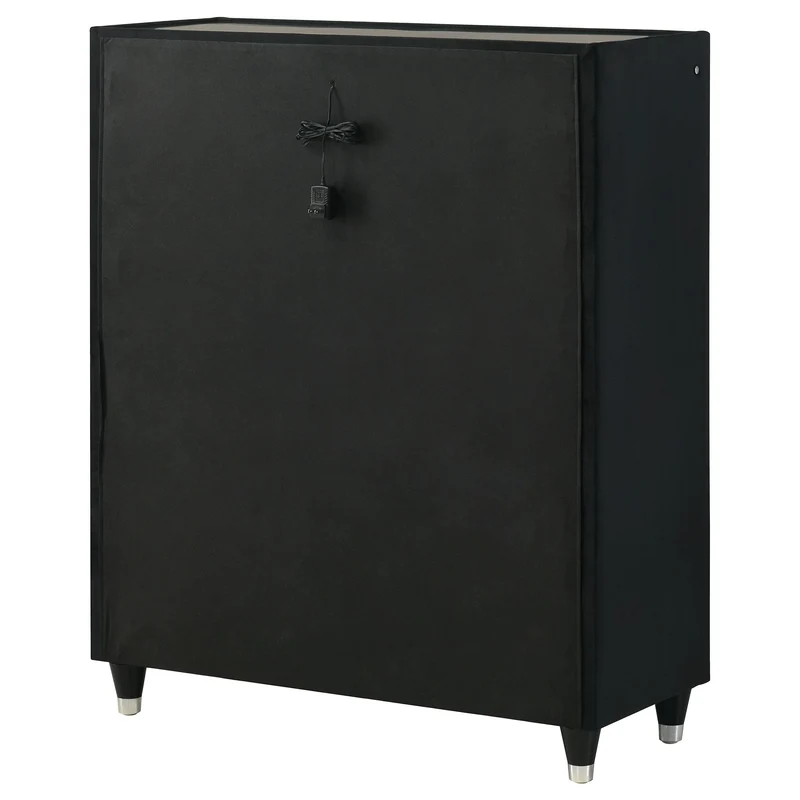 Coaster Furniture Ravenne 223195 5-drawer Velvet Upholstered LED Chest - Black