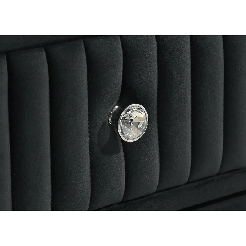 Coaster Furniture Ravenne 223193M 8-drawer Velvet Upholstered LED Dresser and Mirror - Black