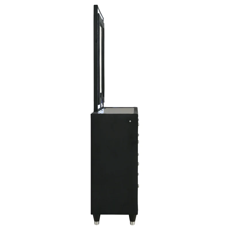 Coaster Furniture Ravenne 223193M 8-drawer Velvet Upholstered LED Dresser and Mirror - Black