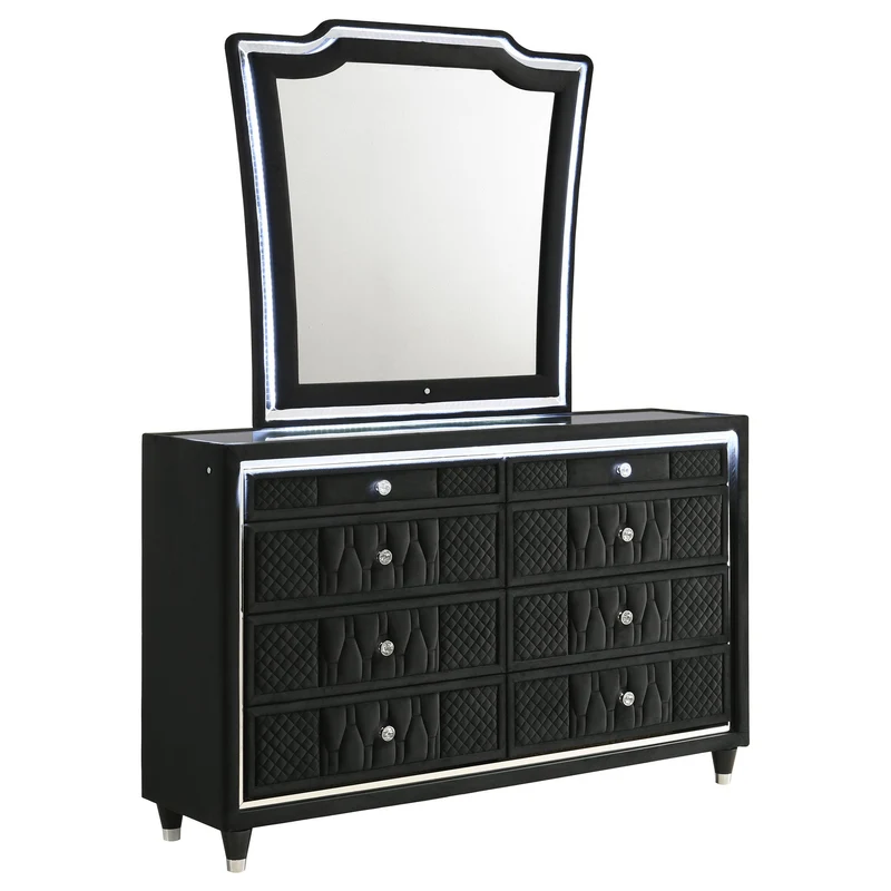 Coaster Furniture Lorient 223163M 8-drawer LED Dresser with Mirror - Black