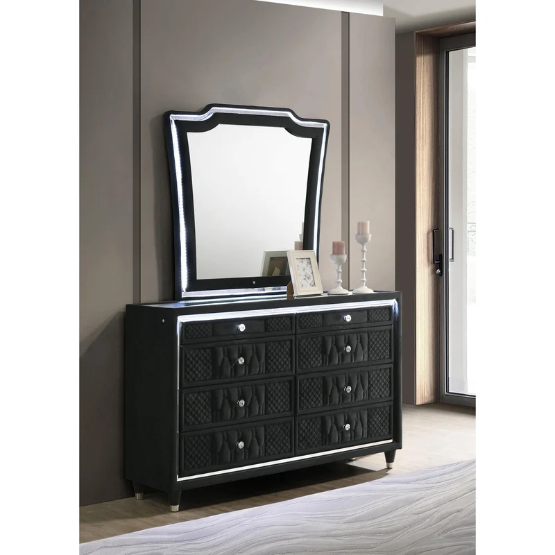 Coaster Furniture Lorient 223163M 8-drawer LED Dresser with Mirror - Black