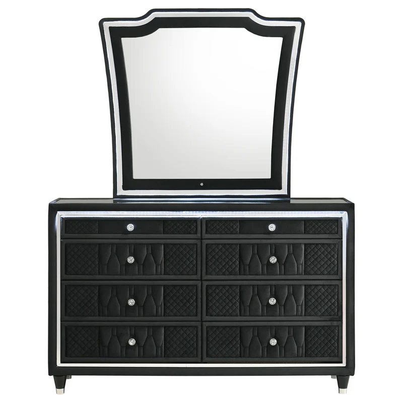 Coaster Furniture Lorient 223163M 8-drawer LED Dresser with Mirror - Black