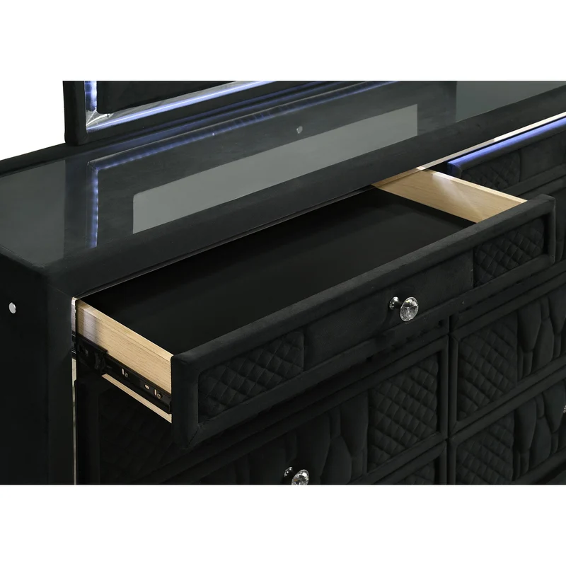 Coaster Furniture Lorient 223163M 8-drawer LED Dresser with Mirror - Black