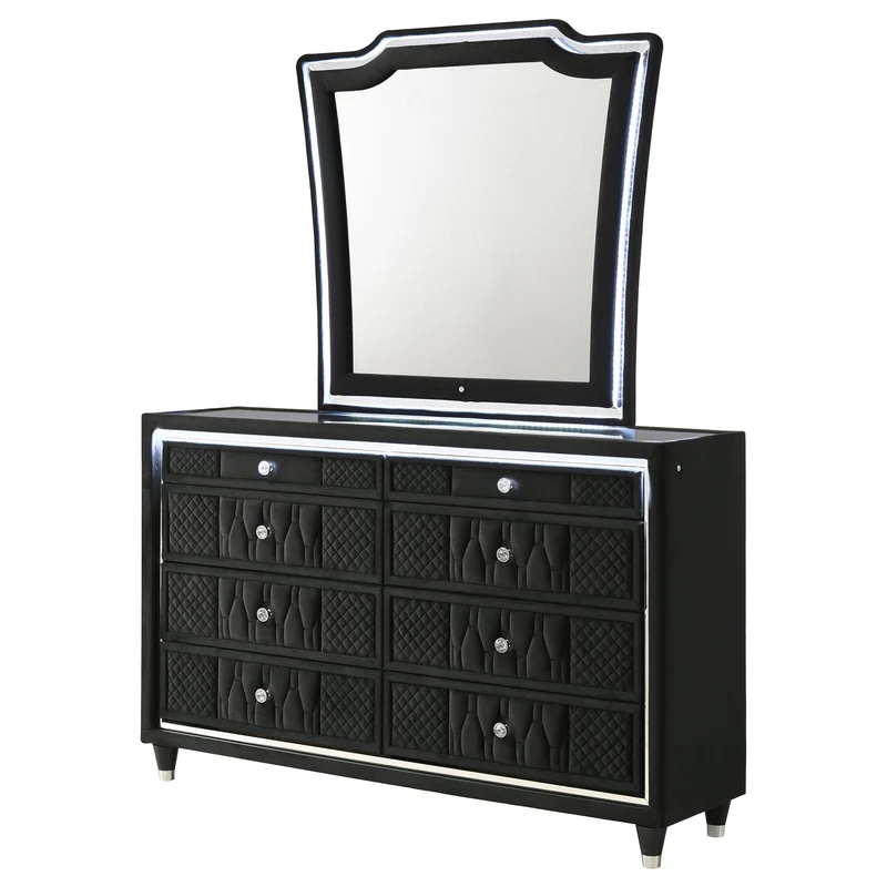 Coaster Furniture Lorient 223163M 8-drawer LED Dresser with Mirror - Black