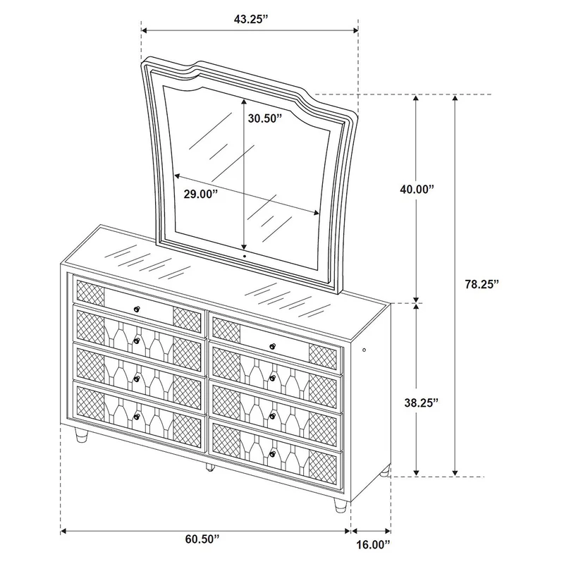 Coaster Furniture Lorient 223163M 8-drawer LED Dresser with Mirror - Black
