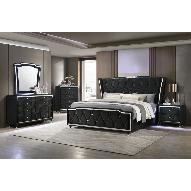 Coaster Furniture Lorient 223163M 8-drawer LED Dresser with Mirror - Black
