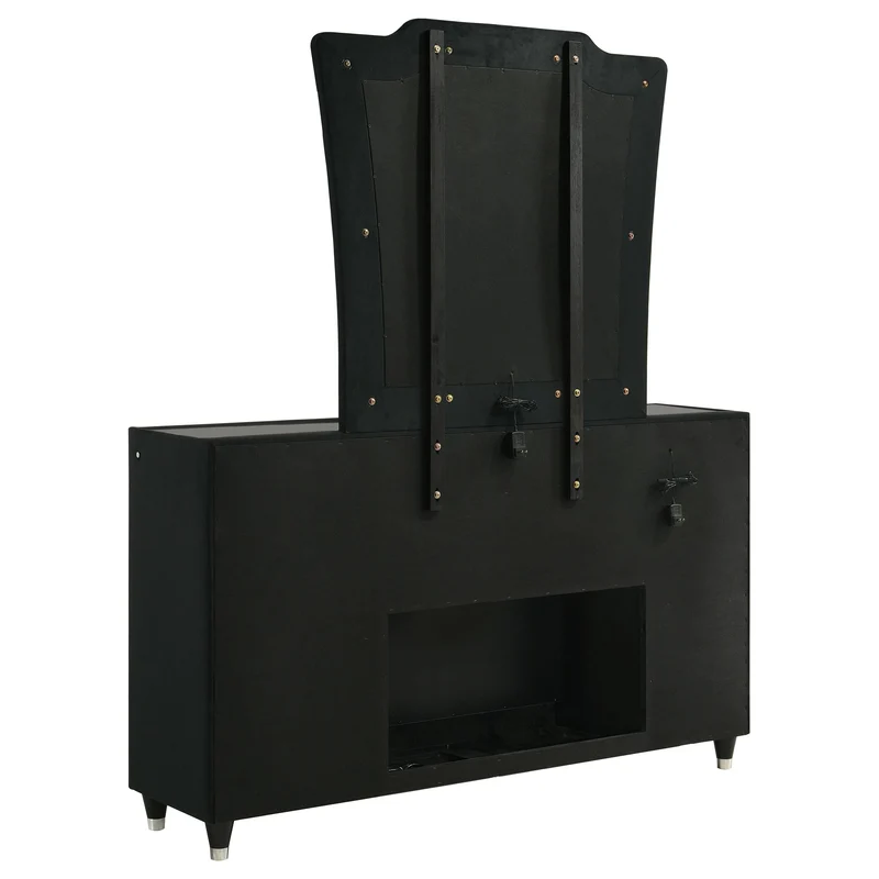 Coaster Furniture Lorient 223163FBM 8-drawer LED Flame Box Dresser and Mirror - Black