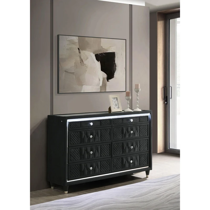 Coaster Furniture Lorient 223163 8-drawer LED Bedroom Dresser Cabinet - Black