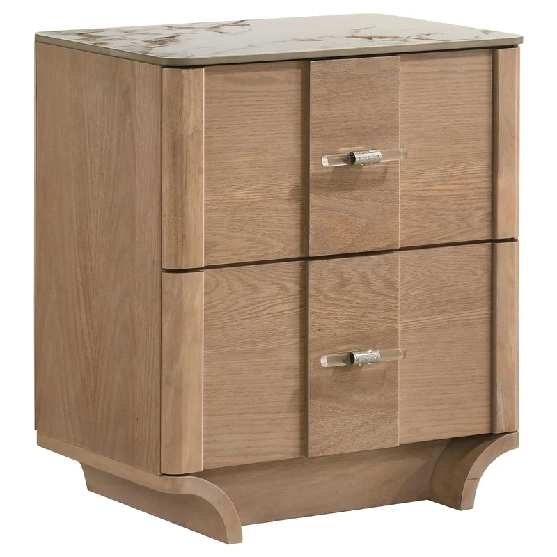 Coaster Furniture Leanne 223132 2-drawer Sinter Stone Top Nightstand - Light Oak