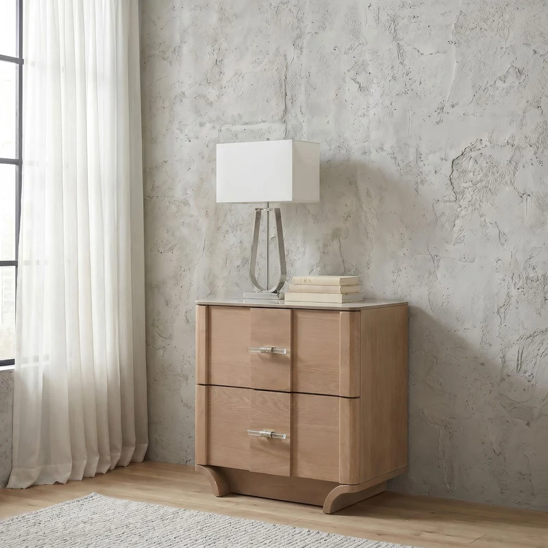 Coaster Furniture Leanne 223132 2-drawer Sinter Stone Top Nightstand - Light Oak