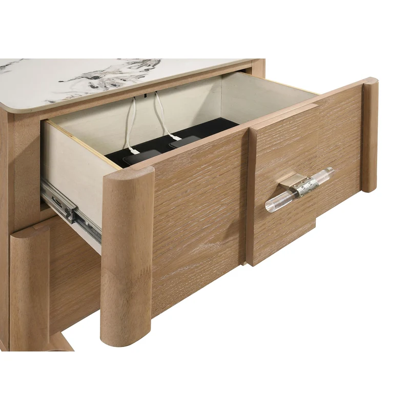 Coaster Furniture Leanne 223132 2-drawer Sinter Stone Top Nightstand - Light Oak