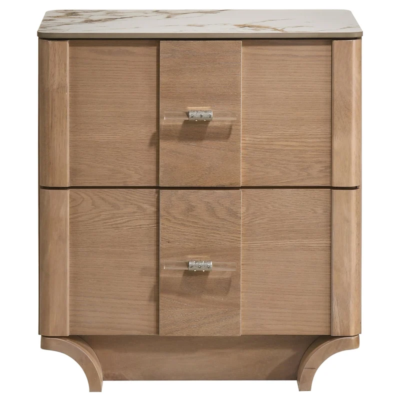 Coaster Furniture Leanne 223132 2-drawer Sinter Stone Top Nightstand - Light Oak