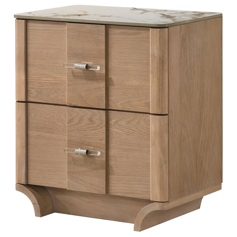 Coaster Furniture Leanne 223132 2-drawer Sinter Stone Top Nightstand - Light Oak